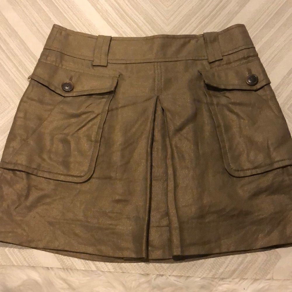 J.Crew Bronze Shimmer Cargo Front Pleated Skirt